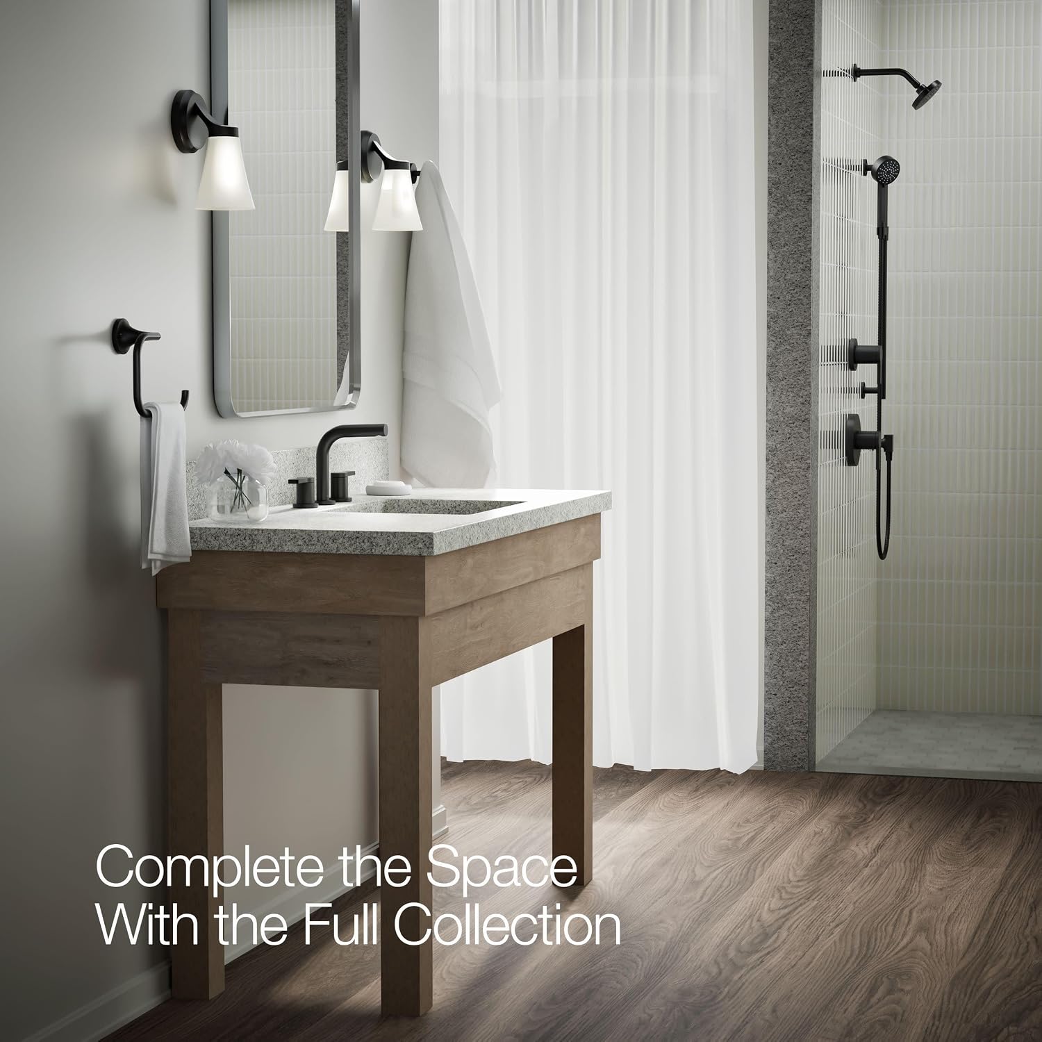 KOHLER K-33592-4K-BL Elate® Widespread Bathroom Sink Faucet, Durable Brass Bathroom Faucets, Sleek Finish, 1.0 GPM, Matte Black