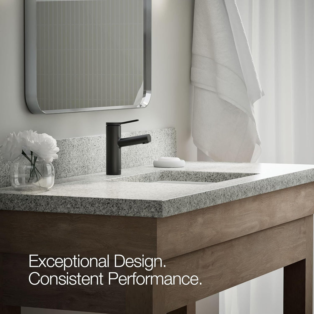 KOHLER K-35048-4N-BL Elate® Single-Handle Bathroom Sink Faucet, Single-Handle Bathroom Sink Faucets, 0.5 GPM, Matte Black
