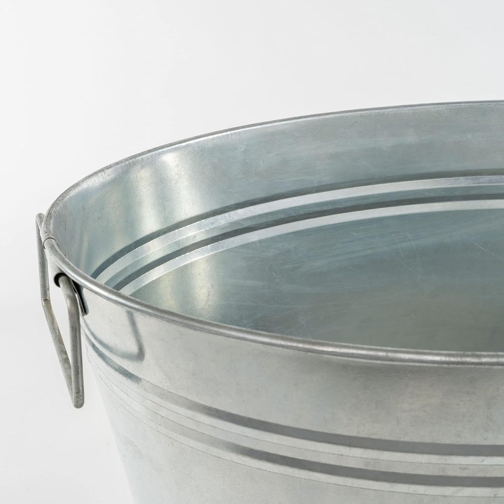 Simple Elements 6 Gallon Galvanized Tub - Multifunctional Ice Bucket - Beverage Tub for Parties, Events and Home Decor - Farmhouse Decor - Ice Tub - 2.97 Lbs - 19.25' L x 12.5' W x 9.25' T
