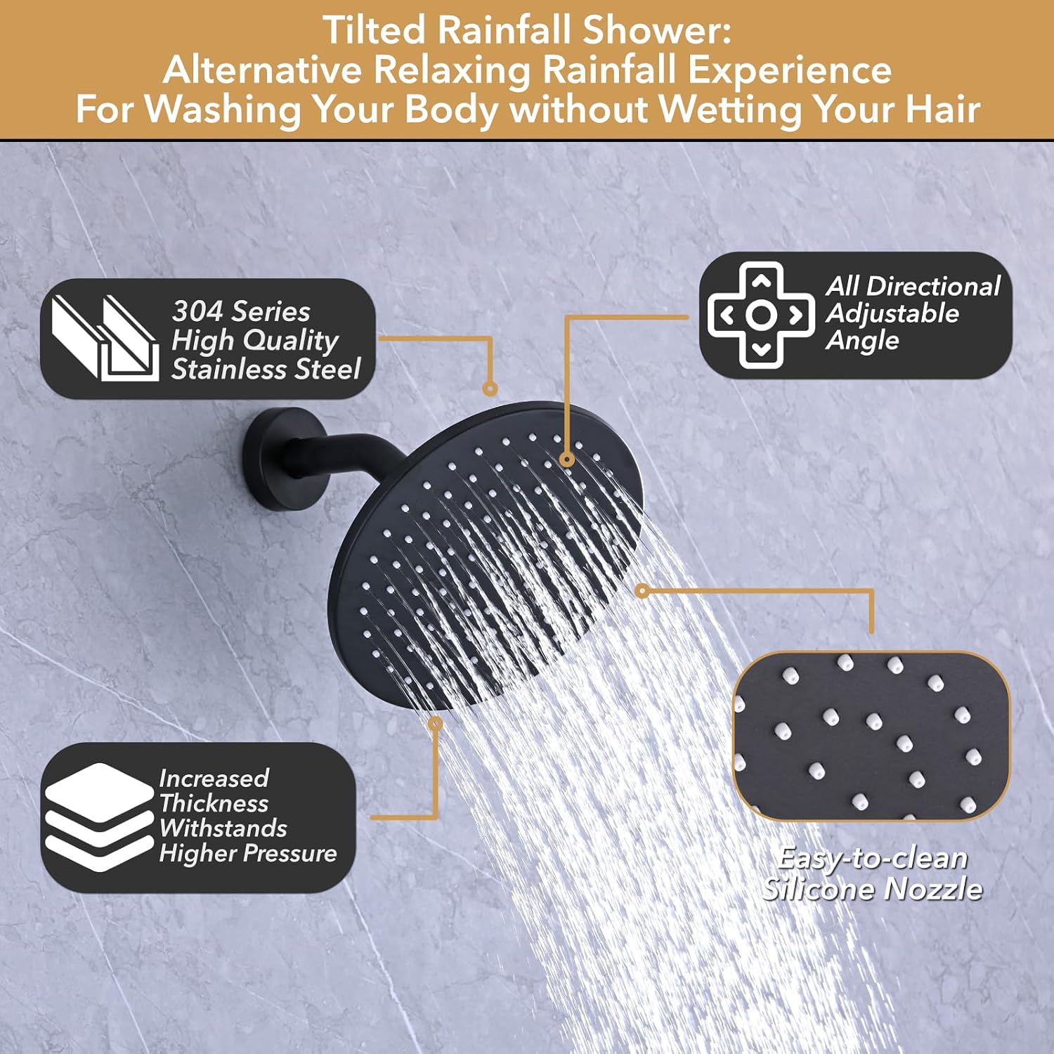 VANFOXLE Shower Faucet Set Matte Black Shower System,Push Button Diverter Shower Faucet with 2 in 1 Handheld,Wall Mount 8 Inch Shower Head with 9 Inch Bathtub Waterfall Spout