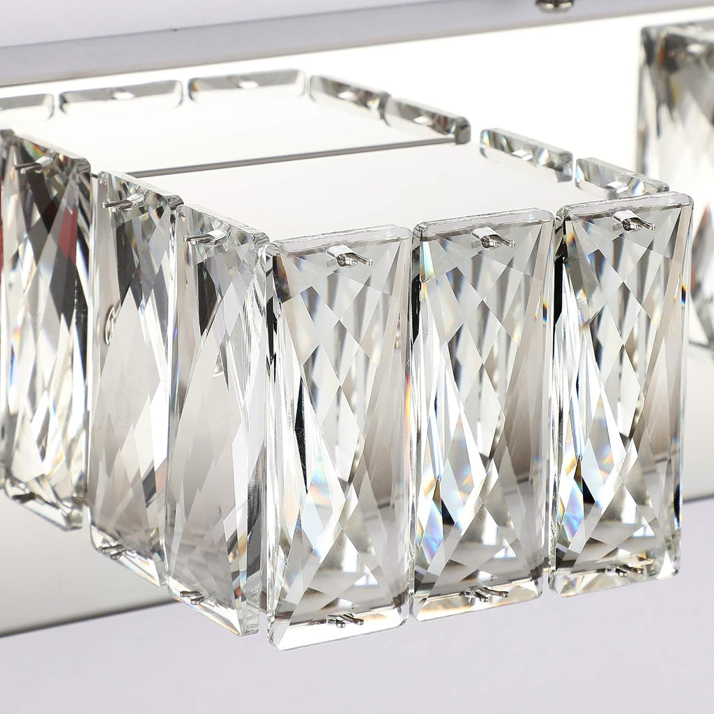 5 Lights Bathroom Vanity Light - Crystal Modern Bathroom Light Fixtures - 30W Dimmable Vanity LED Lights for Restroom - Chrome Bath Light bar Cool White Light