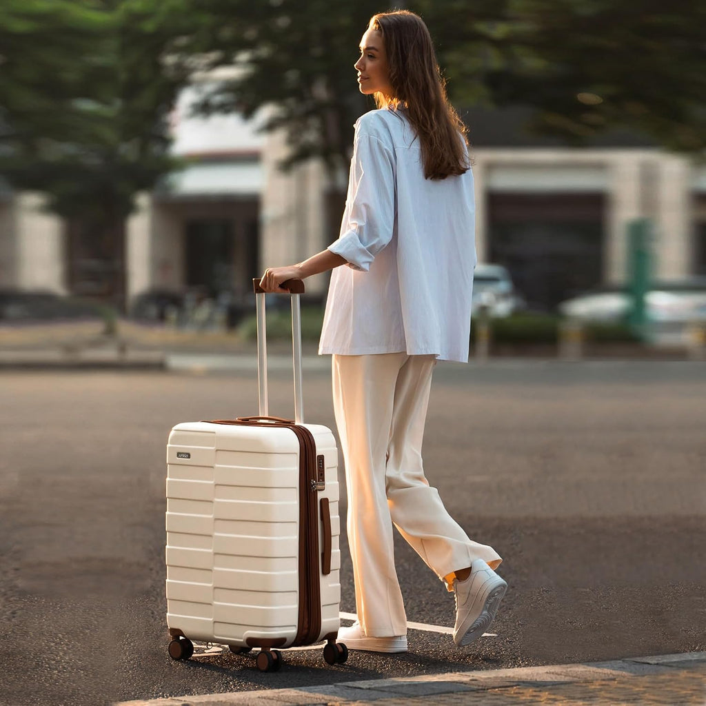 Vipbox Luggage Sets 2 Piece 20/28 Inch (3-YEARS VIP SERVICE) Hardside Expandable Lightweight Ultra Durable 100% Polycarbonate Carry On Travel Suitcase with Spinner Wheels TSA Lock, Elegant White