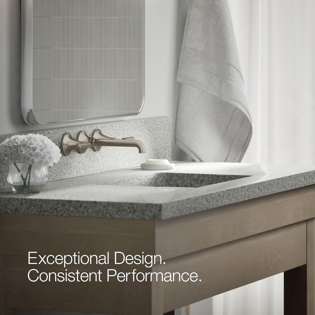 Kohler T26439-4-BN Tone Wall-Mount Bathroom Sink Faucet Set, Bathroom Faucet with Two Lever Handles, Vibrant Brushed Nickel