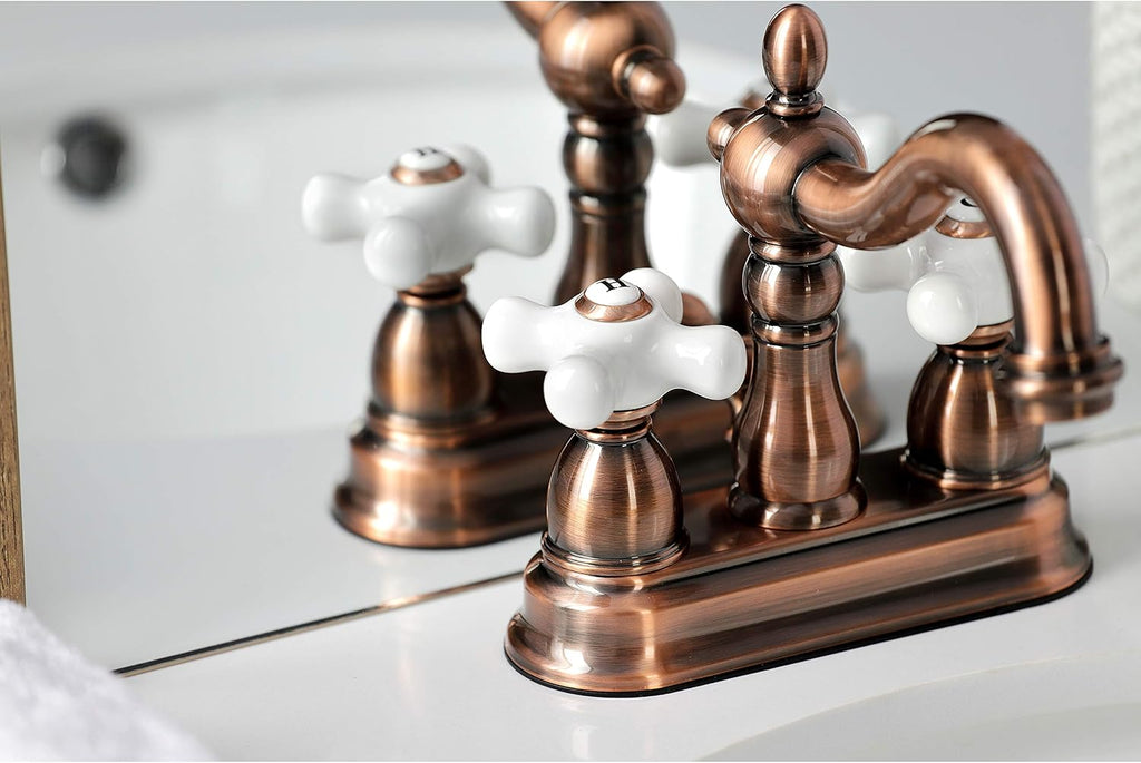 Kingston Brass KB160PXAC Heritage 4' Centerset Bathroom Faucet, Antique Copper,6.19 x 4.69 x 6.19