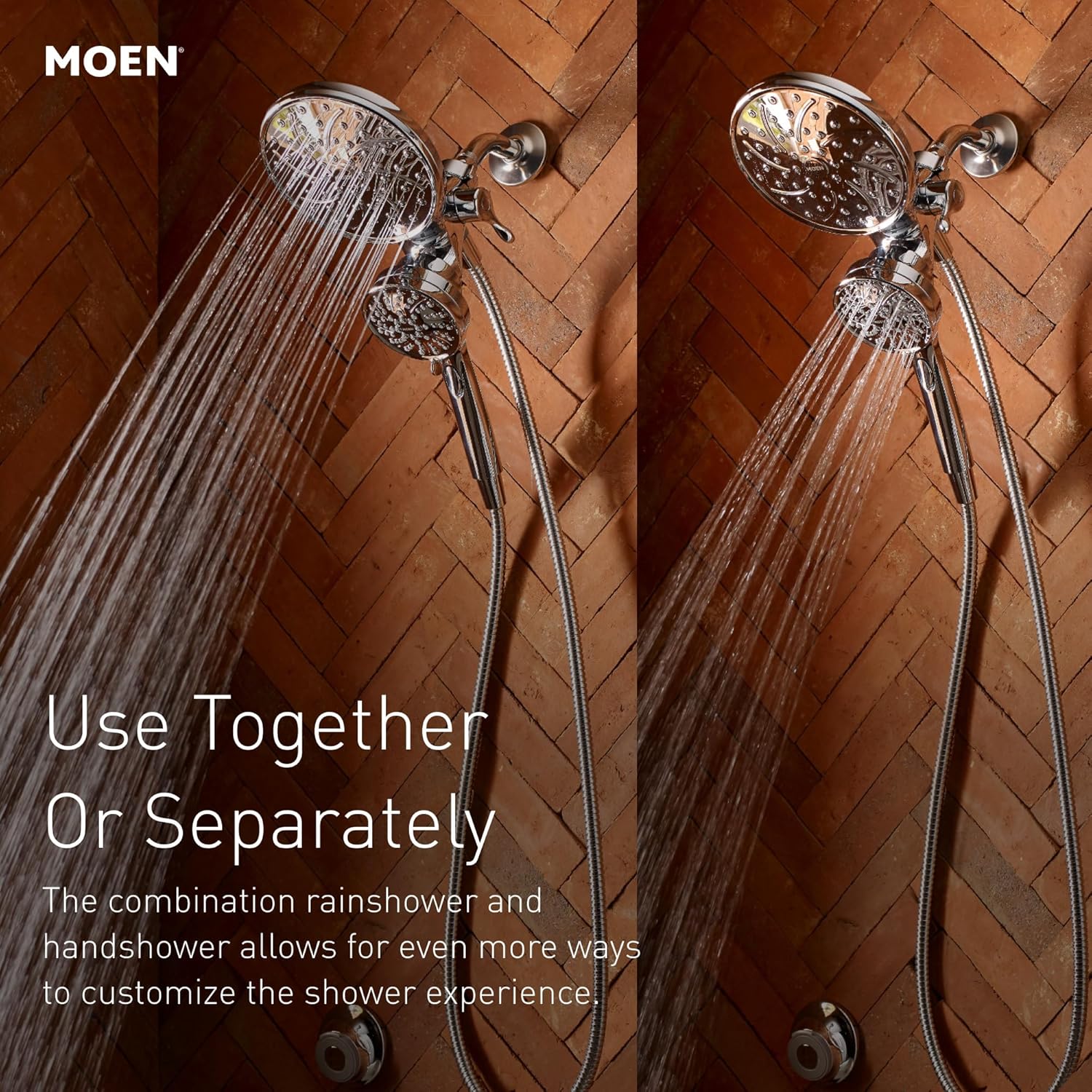 Moen Engage Chrome Magnetix 2-in-1 Combo Rain Showerhead with Detachable Handheld Shower Spray, Featuring Magnetic Docking System, 26009 (Pack of 2)