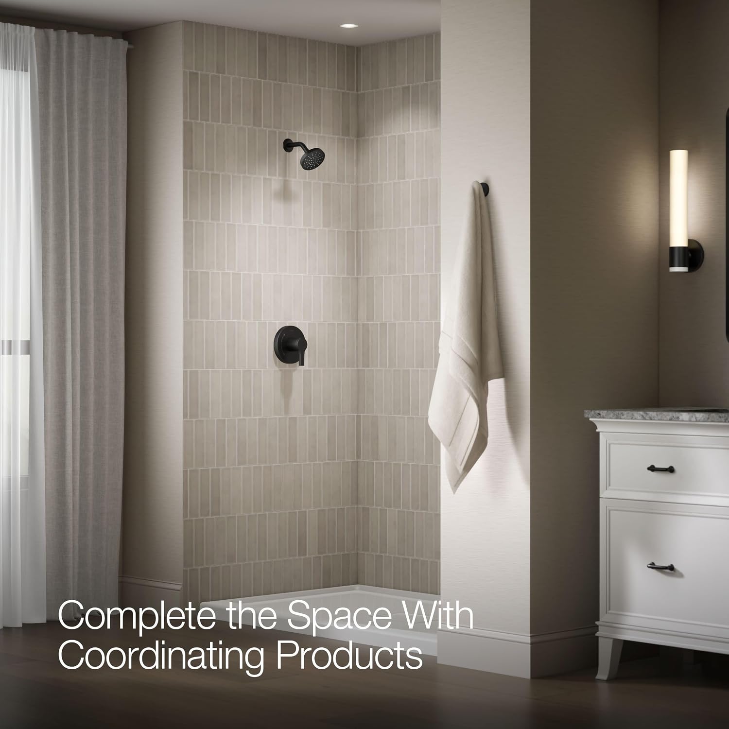 KOHLER TS35321-4G-BL, Elate Rite-Temp Shower Trim with Single Function 1.75 GPM Showerhead, Matte Black, Modern Shower Fixture, Water-Saving Design