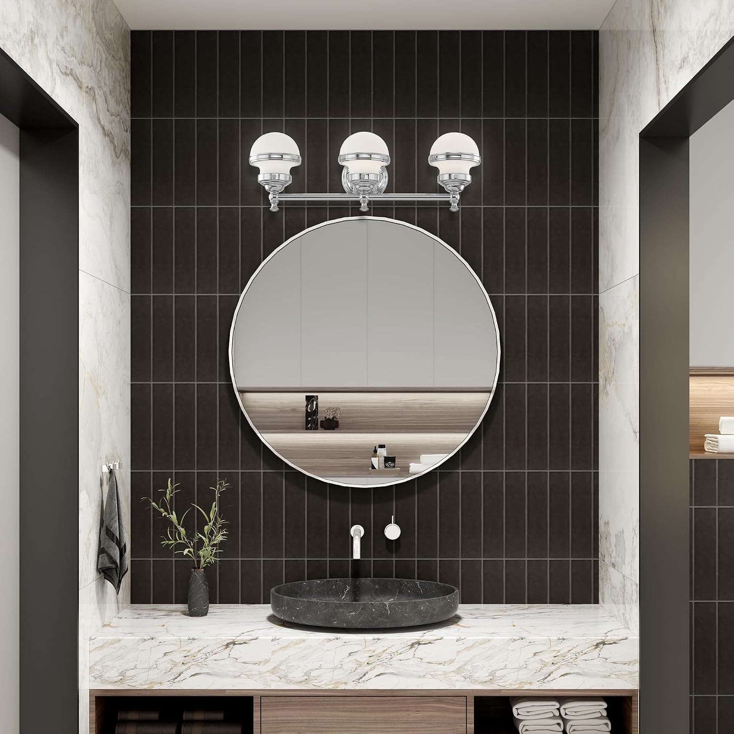 Livex Lighting 5713-05 Oldwick 3 Polished Chrome Bath Light, 24 x 7.25 x 8.25