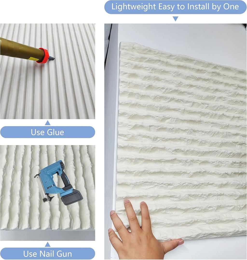 KASARO 3D Faux Stone Wall Panels, 3 PCS PU Wainscoting Panel for Interior Decor, Flowstone Wall Covering Panels Accent for Home, Office, 47.2 × 23.6 inch, White