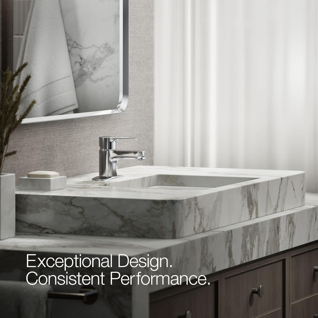 KOHLER 16027-4-CP July Single Handle Faucet for Bathroom Sink, Single-Hole Simple Installation, Polished Chrome