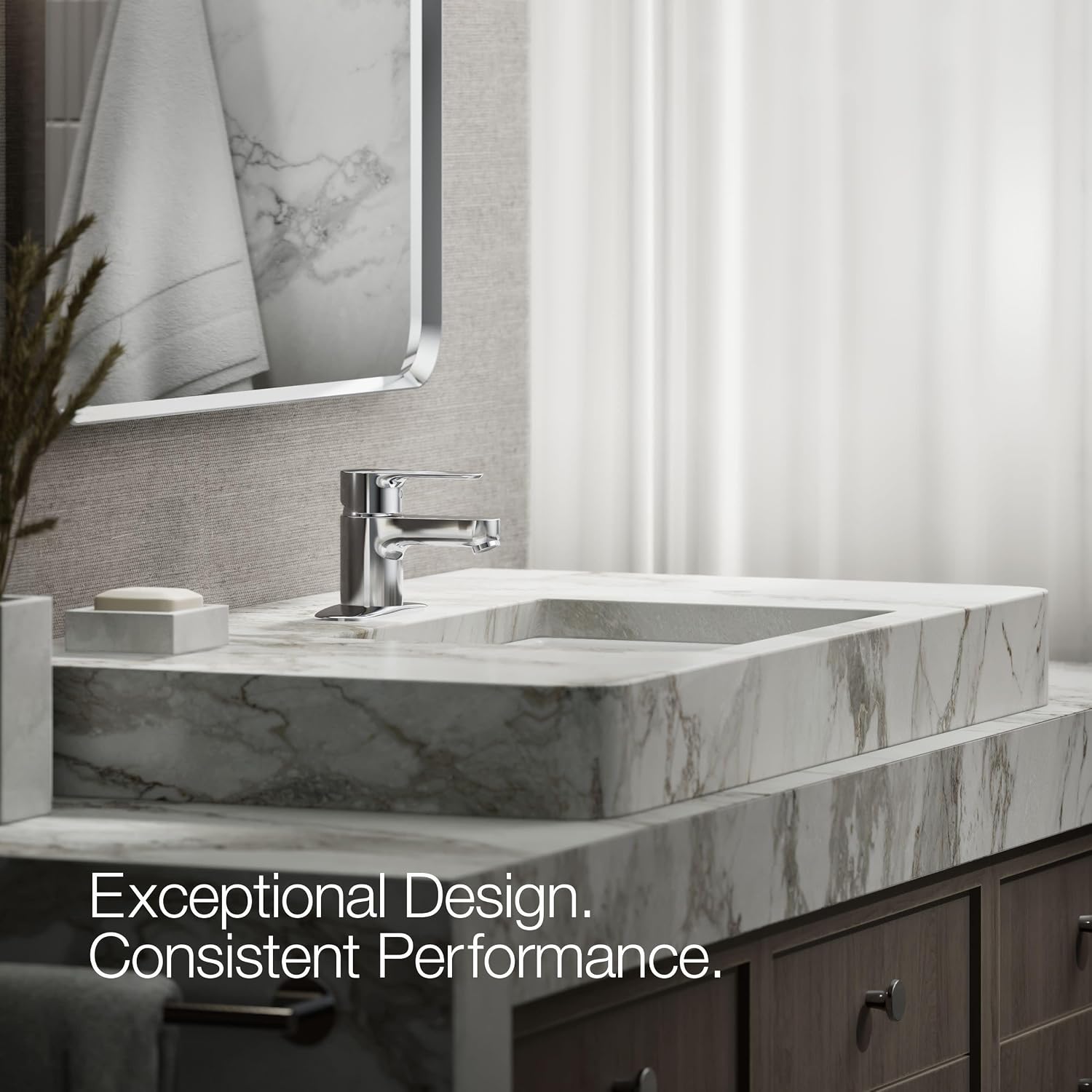 KOHLER 16027-4-CP July Single Handle Faucet for Bathroom Sink, Single-Hole Simple Installation, Polished Chrome