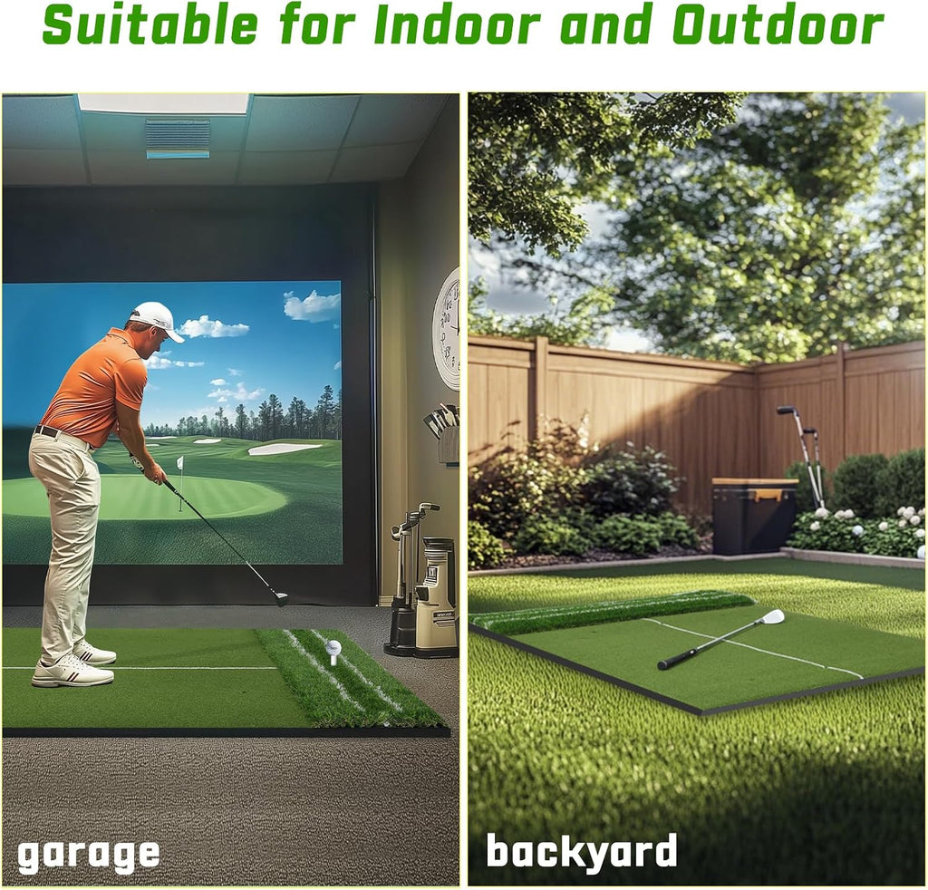 DCQ Real Feel Golf Hitting Mat, 6x4ft & 5x4ft Golf Mat, Approach Angle Training, Practice Outdoor & Indoor, Driving Chipping Putting, Golf Turf Mat, Simulator Mat