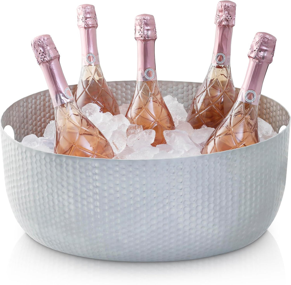 Gusto Nostro Large Beverage Tub for Parties - Metal Tub for Wine Bottles,Champagne,Beers - High Capacity Ice Bucket for Drinks - Extra Large Ice Buckets for Parties (22 qt) Outdoor Party Drink Bucket