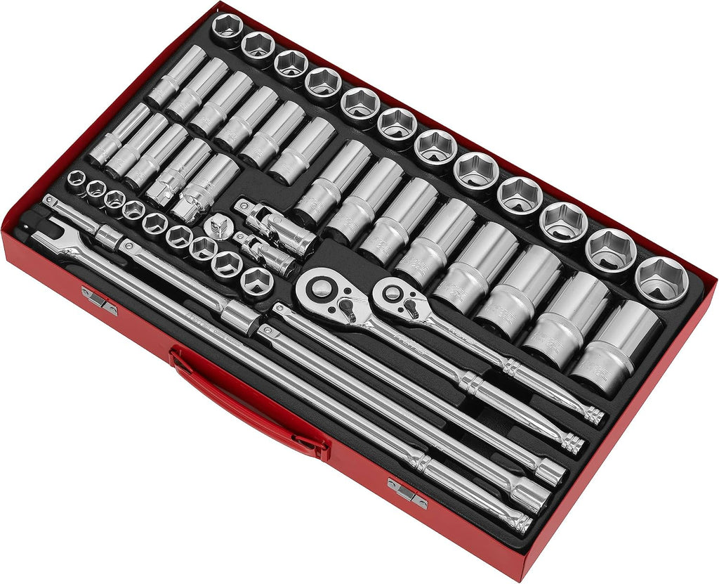 Sealey AK6942 6 Point Walldrive Metric Socket Set, 3/8'/1/2' Square Drive, 50 Pieces