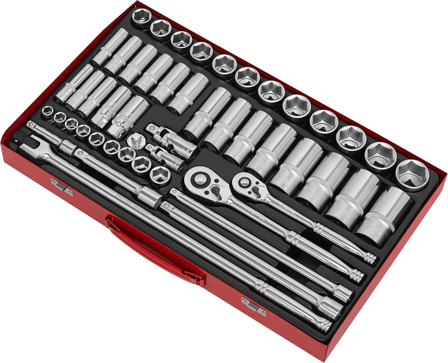 Sealey AK6942 6 Point Walldrive Metric Socket Set, 3/8'/1/2' Square Drive, 50 Pieces