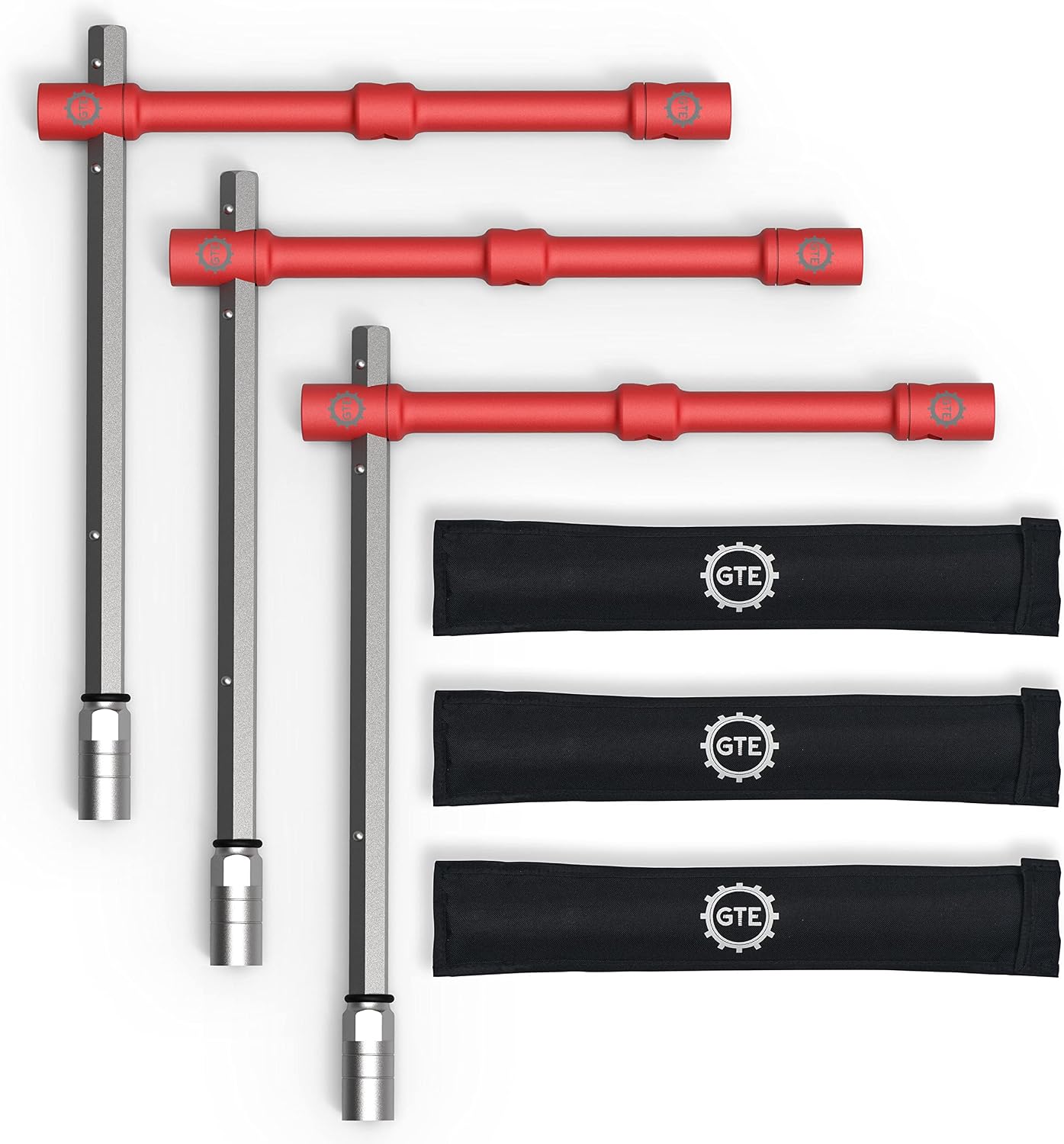 GTE TOOLS - LugStrong 26' Universal Compact Lug Wrench Set, Super-Strong Tire Iron & Lug Nut Remover - 2x more torque! Never Get Stuck on the road again! 3-PACK