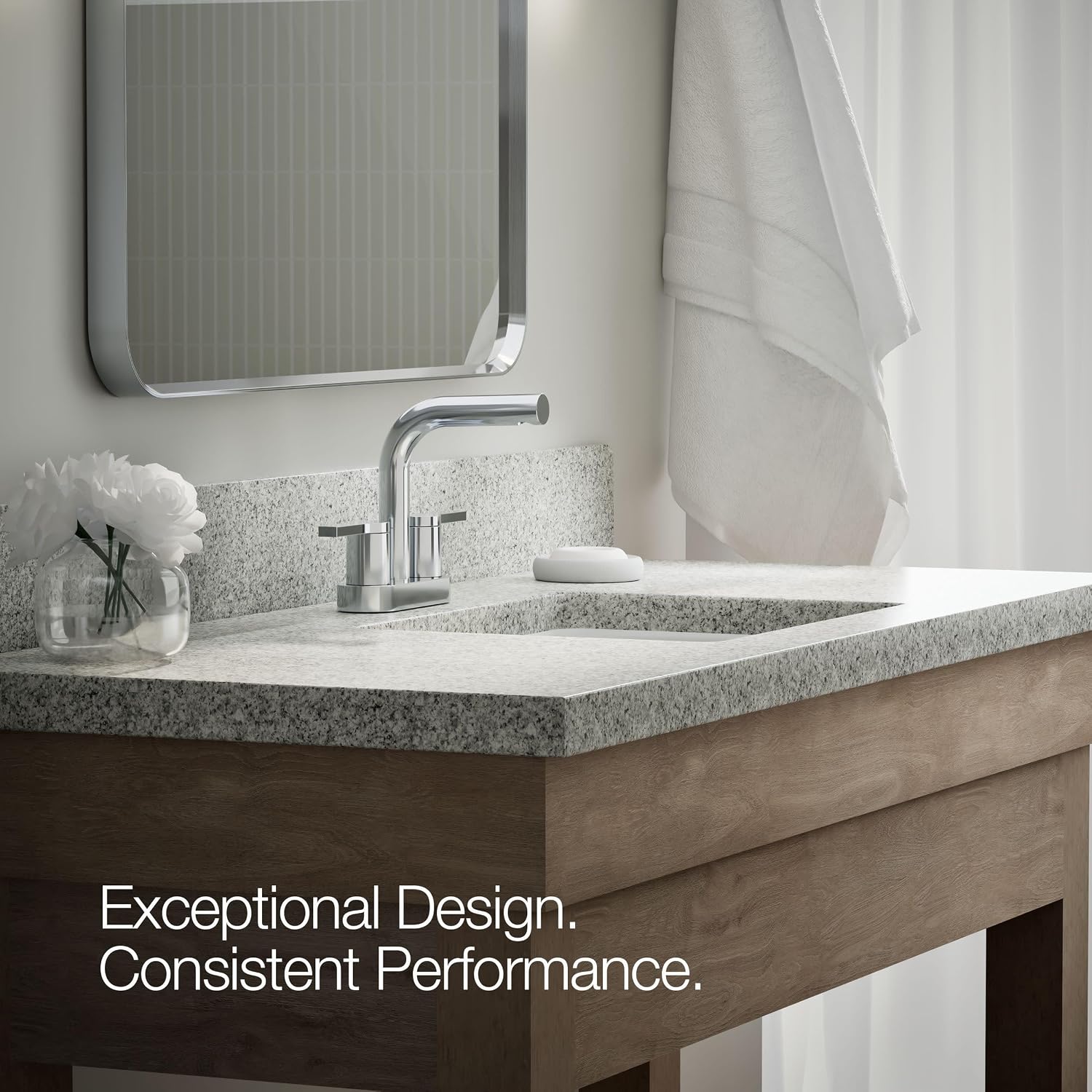 KOHLER K-33591-4-CP Elate® Centerset Bathroom Sink Faucet, Bathroom Faucets, 1.2 GPM, Polished Chrome