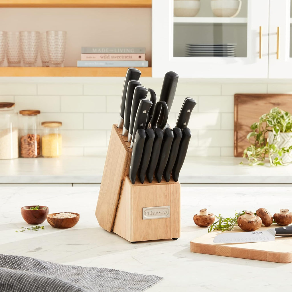 CUISINART Block Knife Set, 15pc Cutlery Knife Set with Steel Blades for Precise Cutting, Lightweight, Stainless Steel, Durable & Dishwasher Safe, C77TR-15P