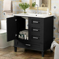 30' Black Bathroom Vanity with Sink Combo Set, Modern Storage Cabinet with a Soft Closing Door and 3 Drawers, Solid Wood Frame