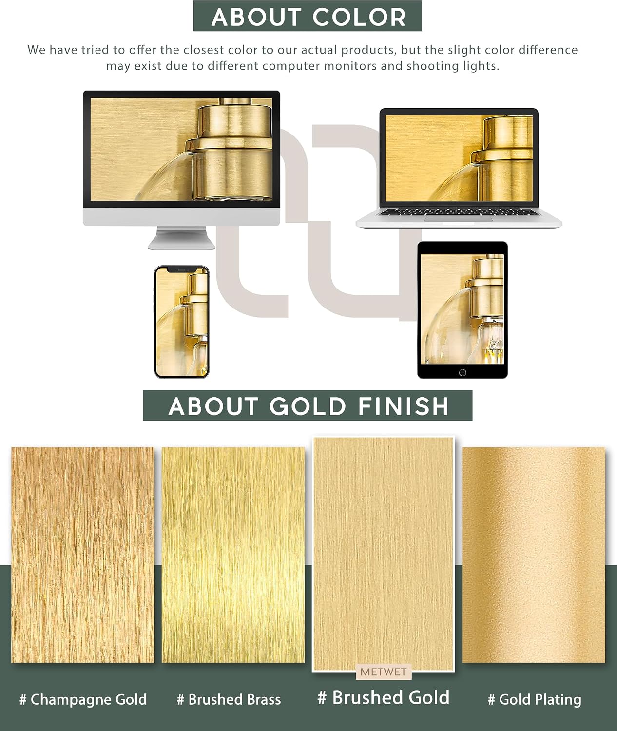 Bathroom Light Fixtures, 42 Inch Brushed Gold Vanity Lights with Flared White Fabric Shade, 6-Light Wall Sconce, Modern Sconces Wall Lighting for Hallway Bedroom, VL837-BG-6