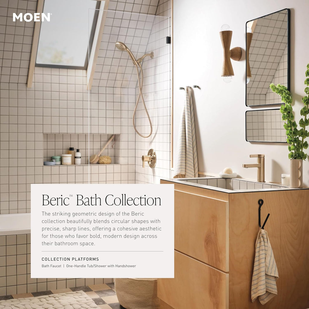 Moen Beric Shower Faucet with Handshower and Included Valve – Spot Resist Nickel Finish, 2-Function Diverter, Modern Design, 82775SRN