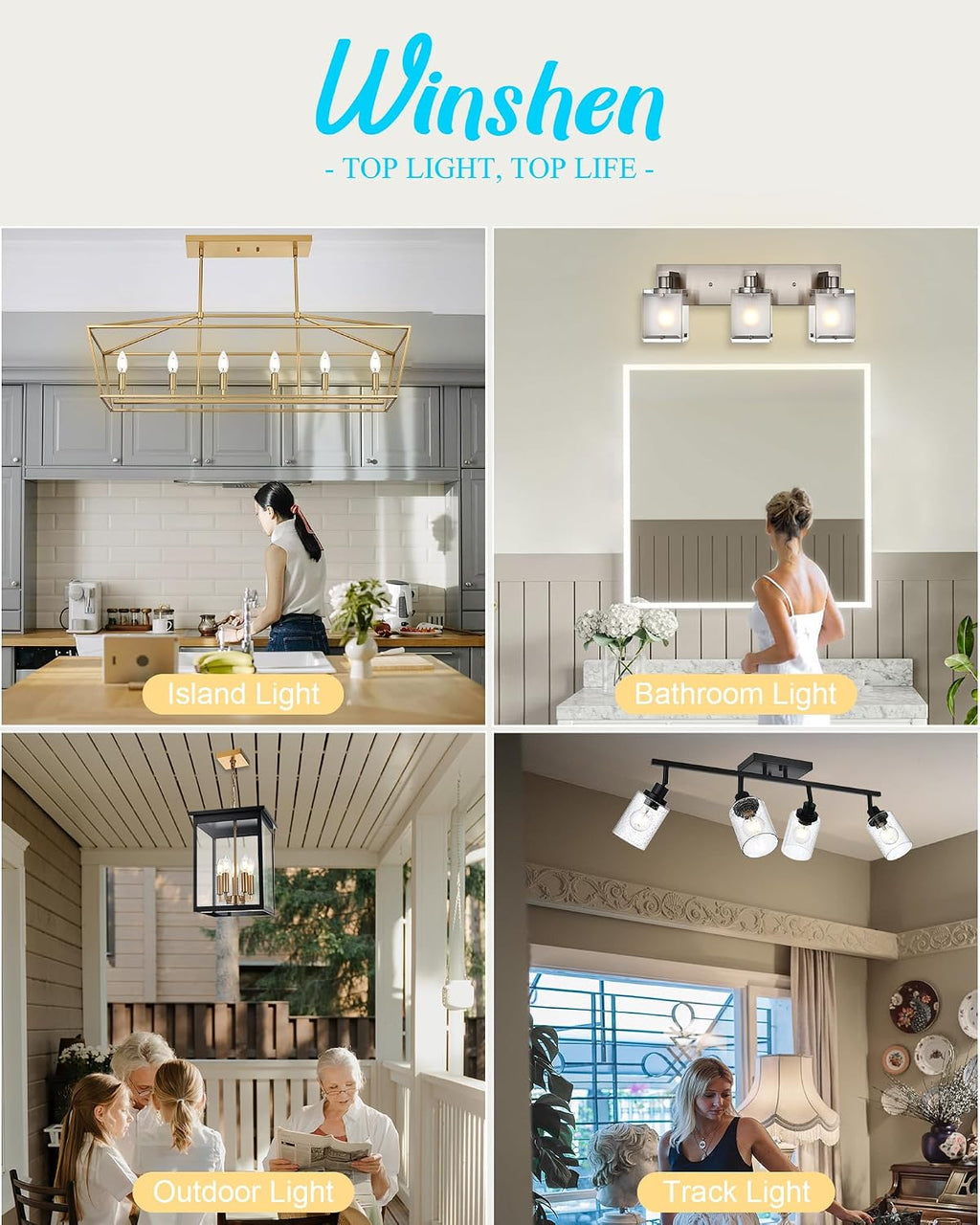Black LED 3000K Bathroom Light Fixture, Modern 4-Lights Vanity Lighting with Smoke Acrylic Shades, Wall Lamp Over Mirror for Kitchen Bedroom Dress Table (Integrated Led Chips Included)
