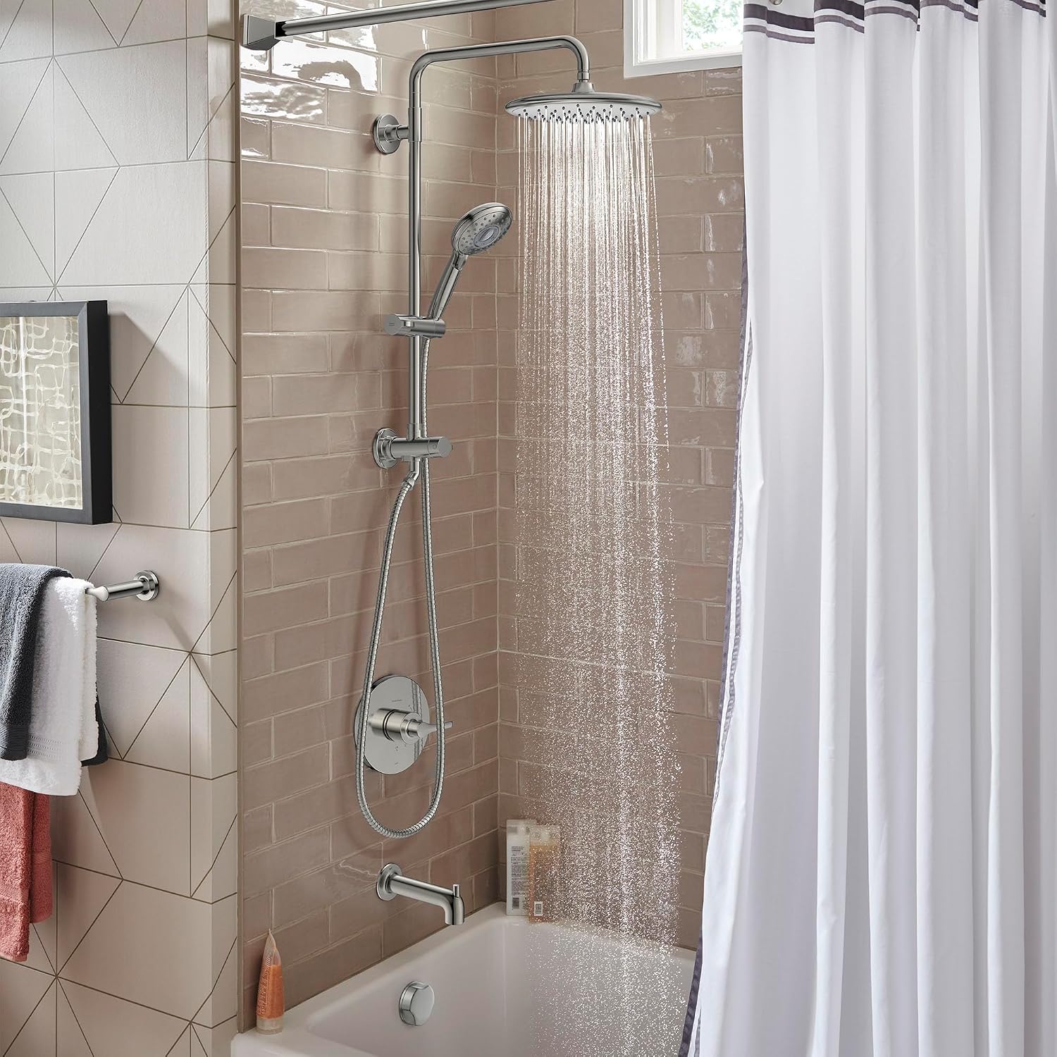 American Standard 1029072950 Spectra Versa 24-Inch 4-Function Retrofit Shower System with Rain Shower Head with Handheld Sprayer, 1.8 GPM, Brushed Nickel