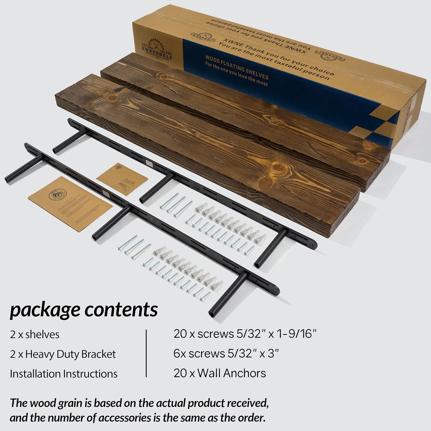 Floating Shelves 48 inch Long 8 'deep Set of 2, Heavy Duty Wood Wall Mounted Shelves for Bathroom Living Room Kitchen,Book Shelves with Thickened Hidden Bracket-Distressed Walnut