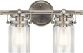Kichler Brinley 15.75' Vanity Light in Brushed Nickel, 2-Light Farmhouse Bathroom Vanity Light with Clear Glass, (15.75' W x 10' H), 45688NI