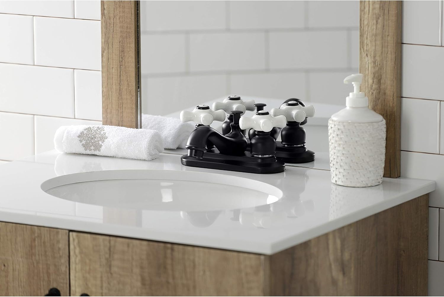 Kingston Brass KB600PX Restoration 4' Centerset Bathroom Faucet, Matte Black, 6.63 x 4.5 x 2.88