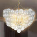 Mid Century Bubble Ball Chandeliers Dia 36 Inch Decorative Lights Swirled Ribbed Glass Clear Blown Glass Globe Chandelier Large Pendant Light Fixture for Bedroom Dining Room Over Table