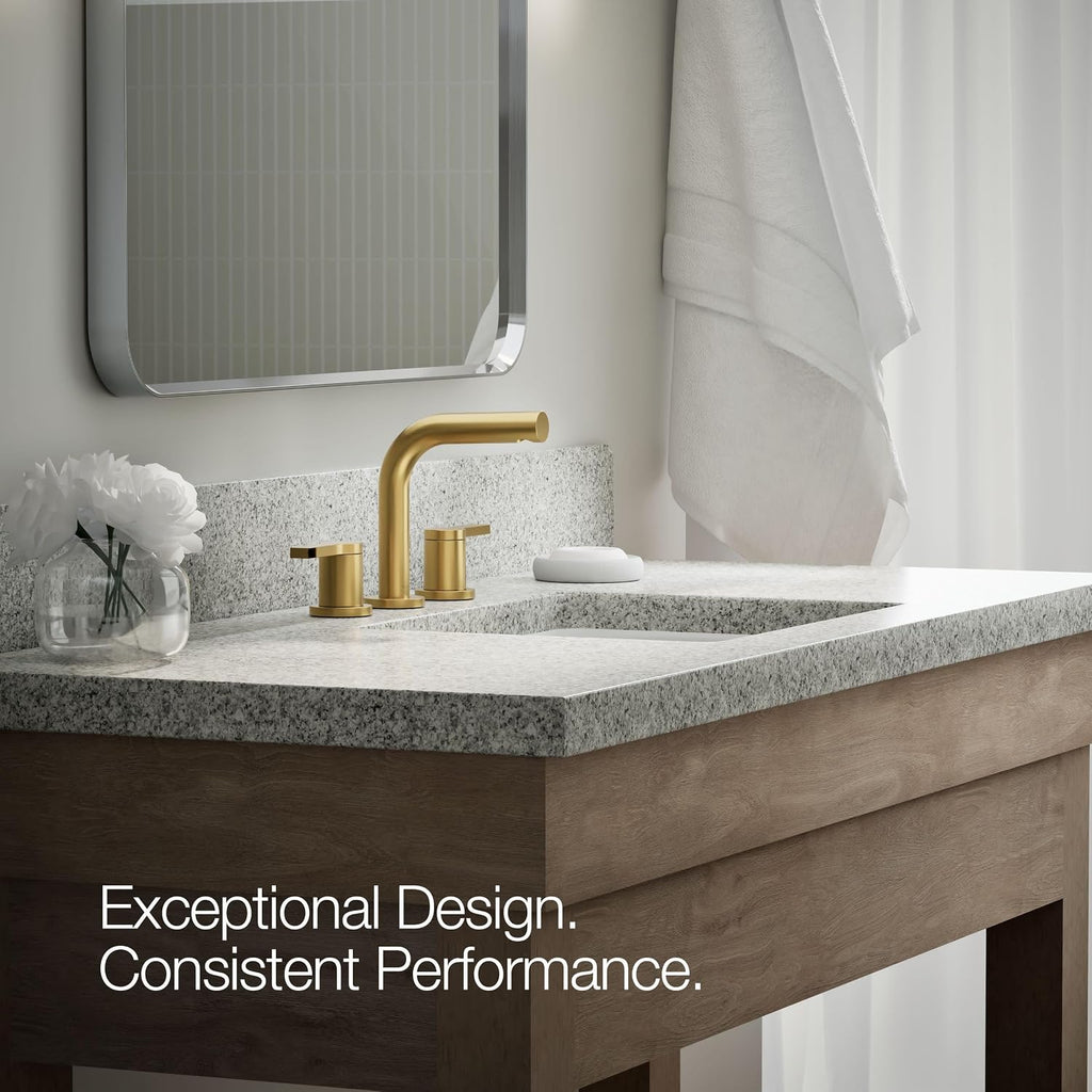KOHLER K-33592-4K-2MB Elate® Widespread Bathroom Sink Faucet, Durable Brass Bathroom Faucets, Sleek Finish, 1.0 GPM, Vibrant Brushed Moderne Brass