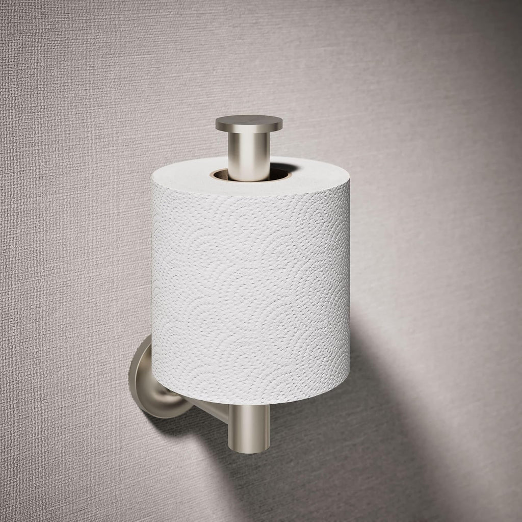 KOHLER 14444-BN Purist Vertical Toilet Paper Holder Wall Mount, Metal Toilet Paper Holder, Vibrant Brushed Nickel