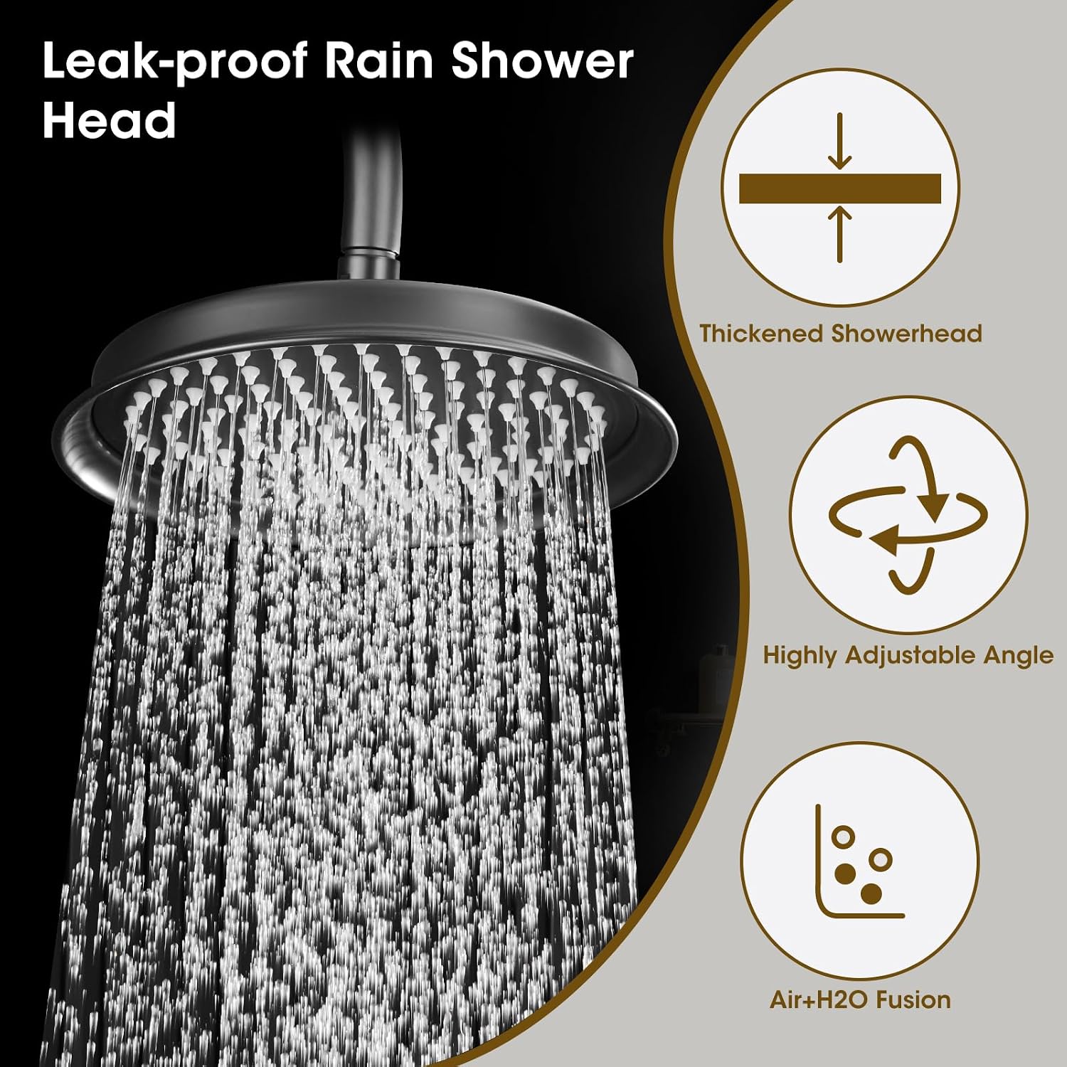 Rain Shower Head with Handheld Spray, Rainfall Shower System with Rough-in Valve, Shower Faucet Set with Pressure Balance Valve, 9 Inch Luxury Shower Trim Kit Wall Mount, Matte Black