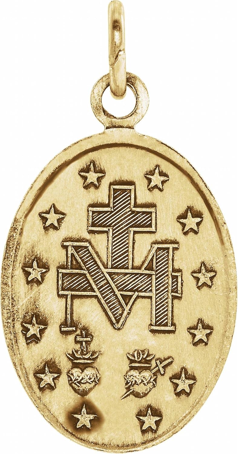 Bonyak Jewelry 14k Yellow Gold 15x11mm Oval Miraculous Medal Gorgeous