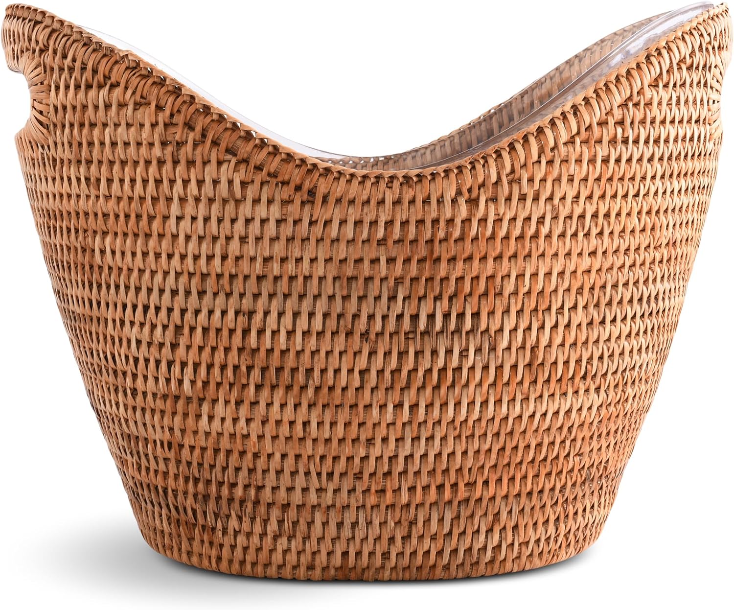 Vagabond House Handmade Rattan Wicker Champagne Ice Bucket/Tub for Chilling Bottle Drinks - Ice Holder for Party, Outdoor Coolers with Removable Acrylic Lining, Cutout Handles - for Beer Wine Soda