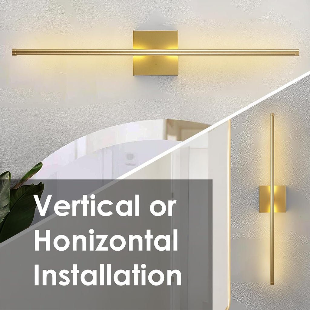 KARTOOSH 32.2 Inch Wall Sconces Battery Operated for Bedroom Hallway, Rechargeable Wireless Wall Lamp Set of 2, 3000K Warm White Dimmable Wall Light w/Remote Timer Memory Indoor Sconce Decor, Gold