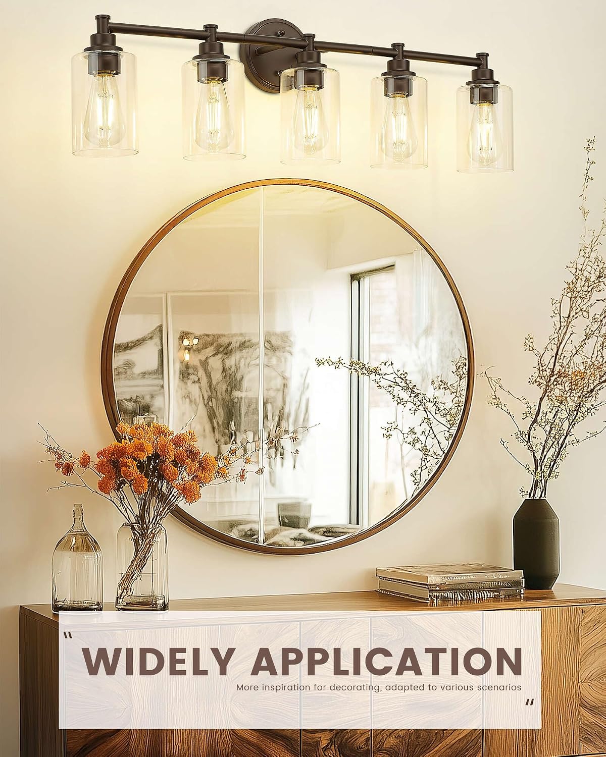 FEMILA 32' Bathroom Light Fixtures, Oil Rubbed Bronze Vanity Light, 5 Light Bathroom Lights Over Mirror, 4FYC56B-5W ORB