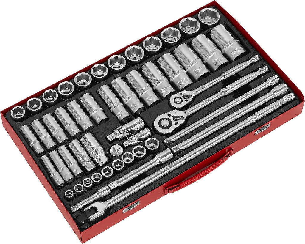 Sealey AK6942 6 Point Walldrive Metric Socket Set, 3/8'/1/2' Square Drive, 50 Pieces