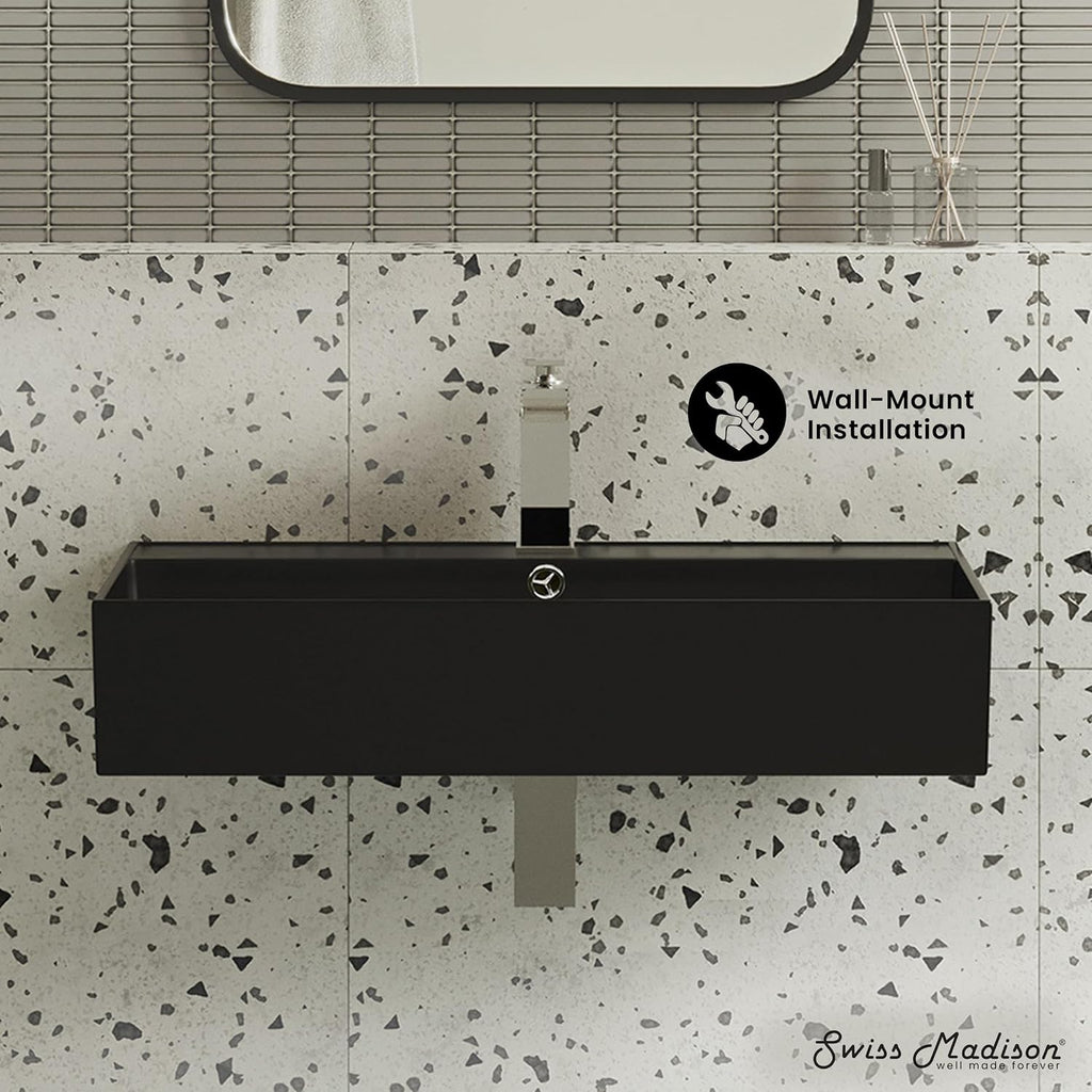 Claire 22' Rectangle Wall-Mount Bathroom Sink in Matte Black