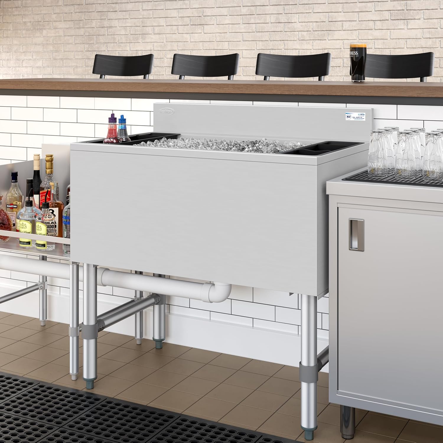 KoolMore 30 Inch Commercial Stainless Steel Underbar Ice Bin with Siding Lid, NSF Certified (KM-UIB-1830)