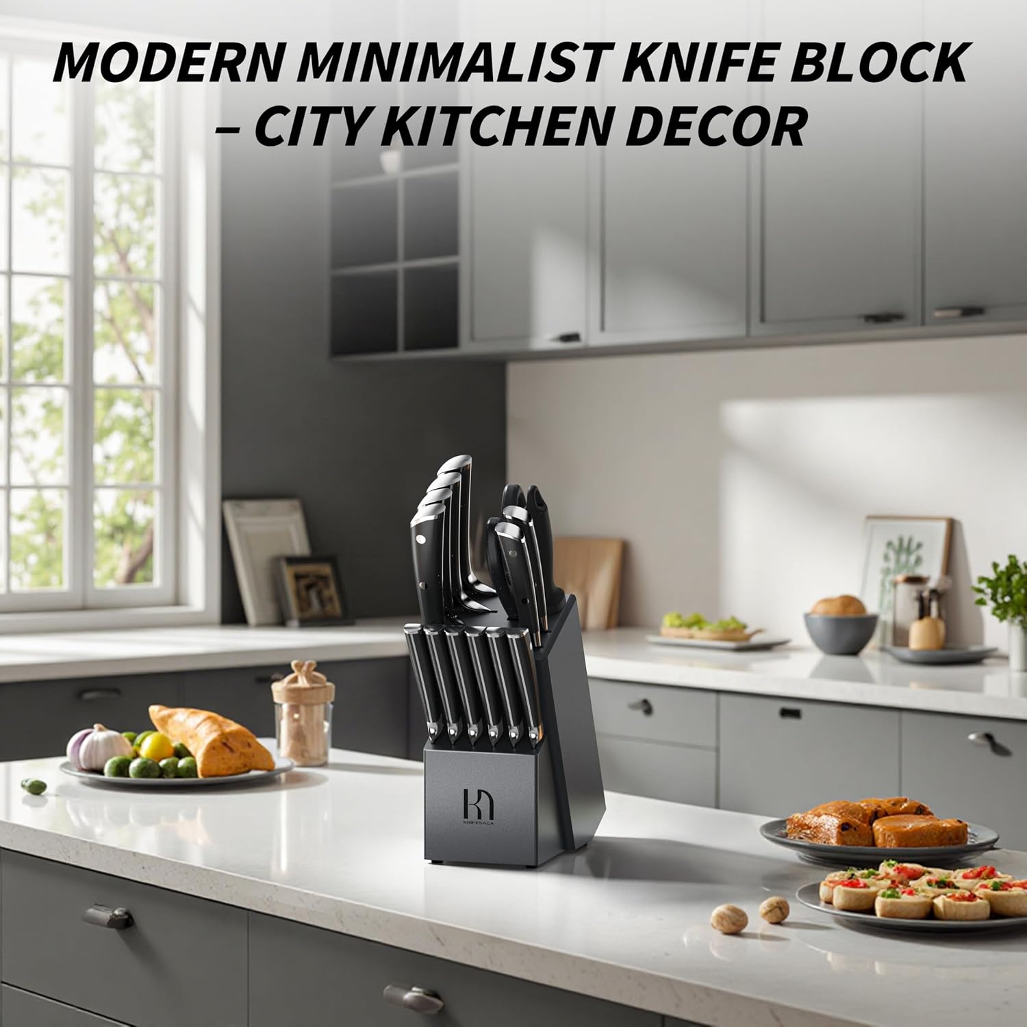 KnifeSaga Premium Knife Set 15 Pcs Quality Kitchen Knife Set with Block, Japanese High Carbon Stainless Steel Razor Sharp Knife Block Set, Acacia Wood Block Knife Set with Ergonomic Full-tang Handle