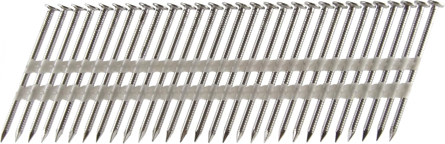 B&C Eagle A3X131RSS/22 Round Head 3-Inch x .131 x 22 Degree S304 Stainless Steel Ring Shank Plastic Collated Framing Nails (500 per box)