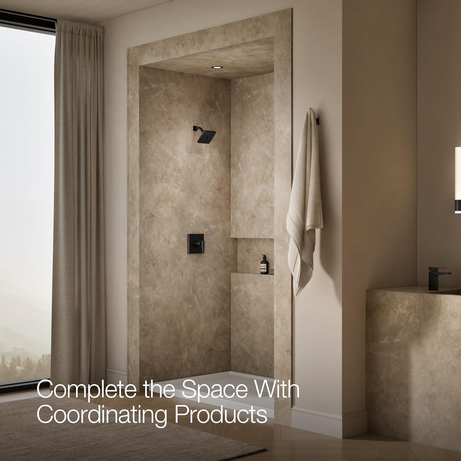 KOHLER TS99764-4-BL Honesty Rite-Temp shower trim with 2.5 gpm showerhead and lever handle, Matte Black