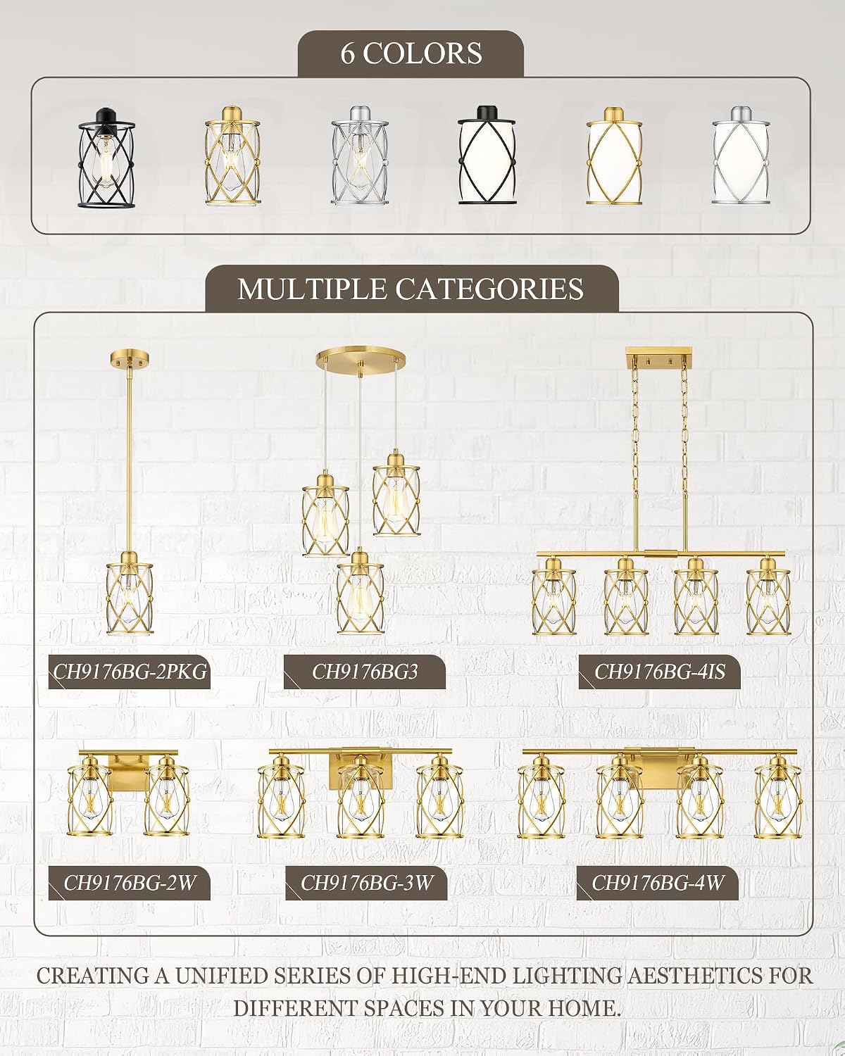 Brushed Gold Pendant Lights Kitchen Island 3 Pack, Glass Kitchen Pendant Lighting Over Island with Rod, Modern Mini Hanging Light for Kitchen Sink Dining Room, CH9176BG-3PK
