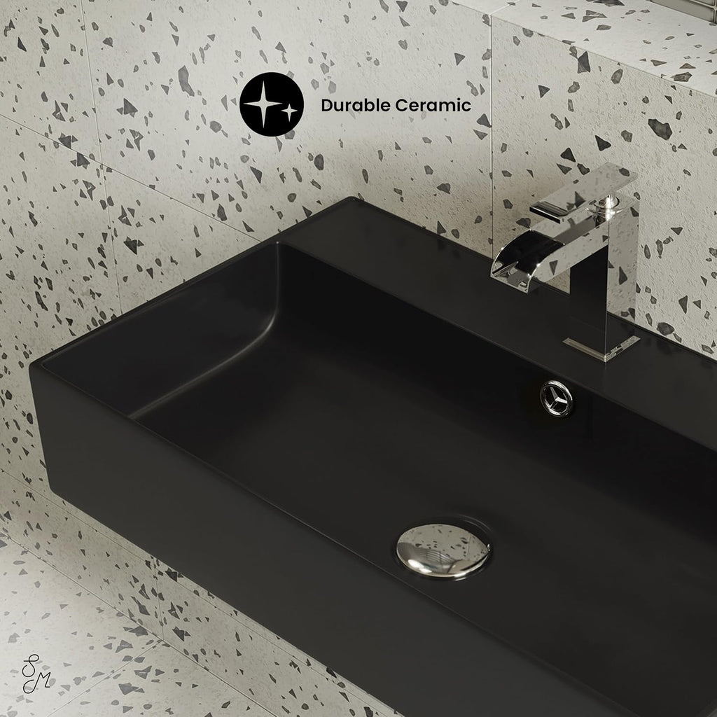 Claire 22' Rectangle Wall-Mount Bathroom Sink in Matte Black