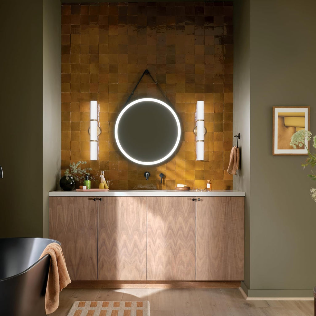 Kichler Rosh 24.25' LED Bathroom Vanity Light Fixture with White Glass in Champagne Bronze, Modern Minimalist Bath Bar for Mirror, Dimmable (24.25' W x 5' H), 55188CPZLED