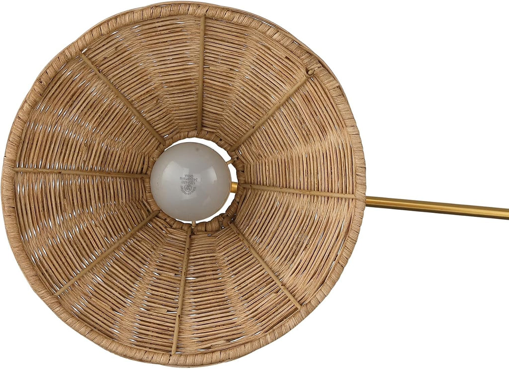Nathan James Celeste Rattan Wall Light, Modern Farmhouse Wall Mounted Plug in Light, Wall Mount Reading Lamp for Bedside with Rattan Shade