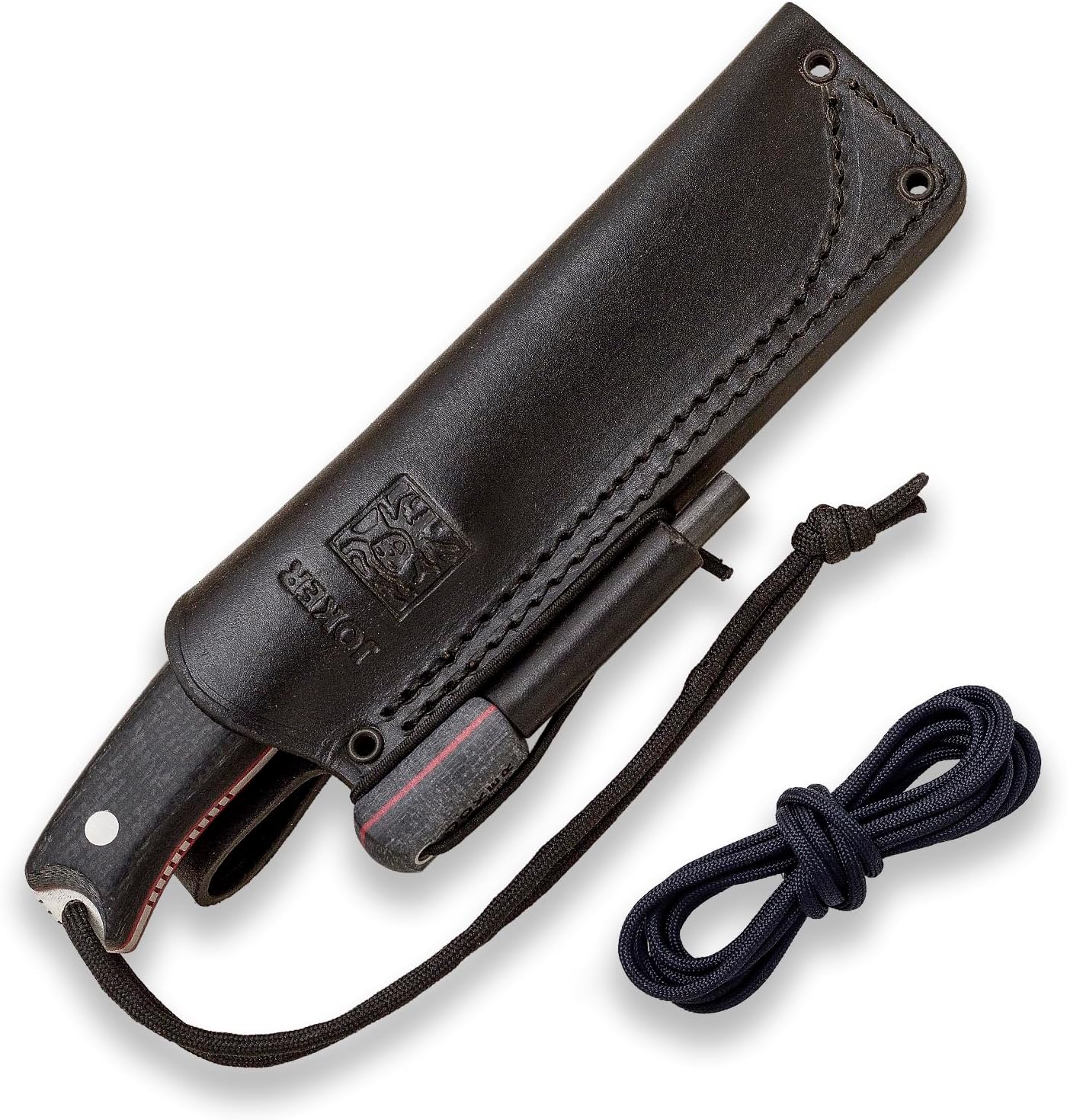 Joker OSO TS1 CV140-P Survival Knife, 4.33 in Böhler N695 Stainless Steel Drop Point Blade, Green Micarta Handle, Black Leather Sheath and Ferro Rod, for Survival, Bushcraft, Camping and Hiking Trips
