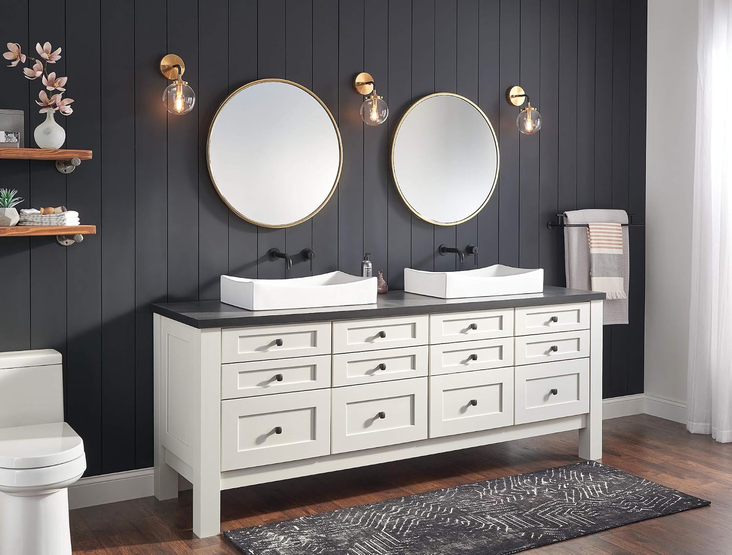 Delta Trinsic Wall Mount Bathroom Faucet 2 Hole, Matte Black Bathroom Sink Faucet for Vanity, Polished Nickel T3559LF-PNWL