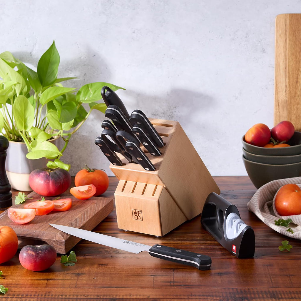 ZWILLING Gourmet 10-pc Knife Block Set with 2-Stage Pull-through Sharpener